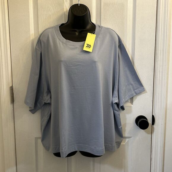 NWT All in Motion Plus Size 3X Blue Supima Cotton Short Sleeve T-Shirt Top - Picture 1 of 16